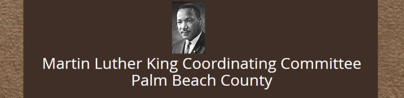 Picture of Martin Luther King Jr. with white lettering and brown background