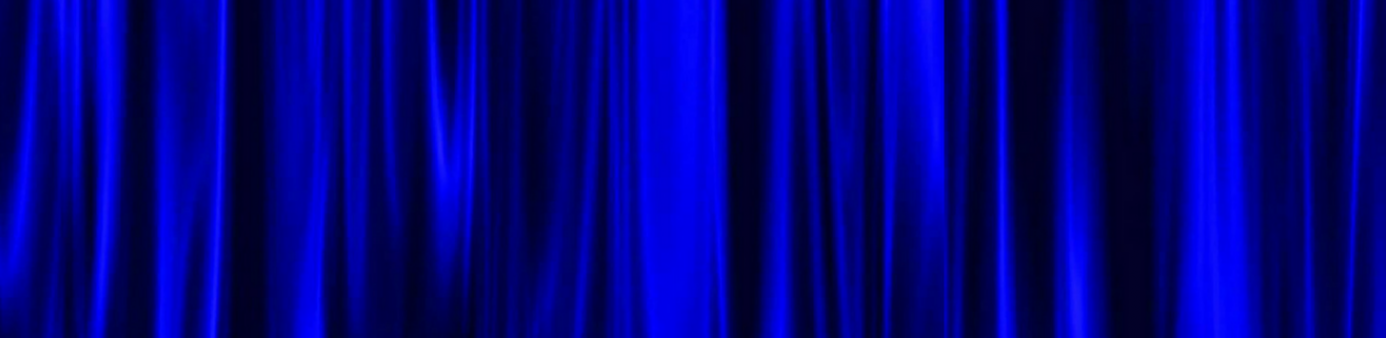 Tradeshow banner with blue curtains