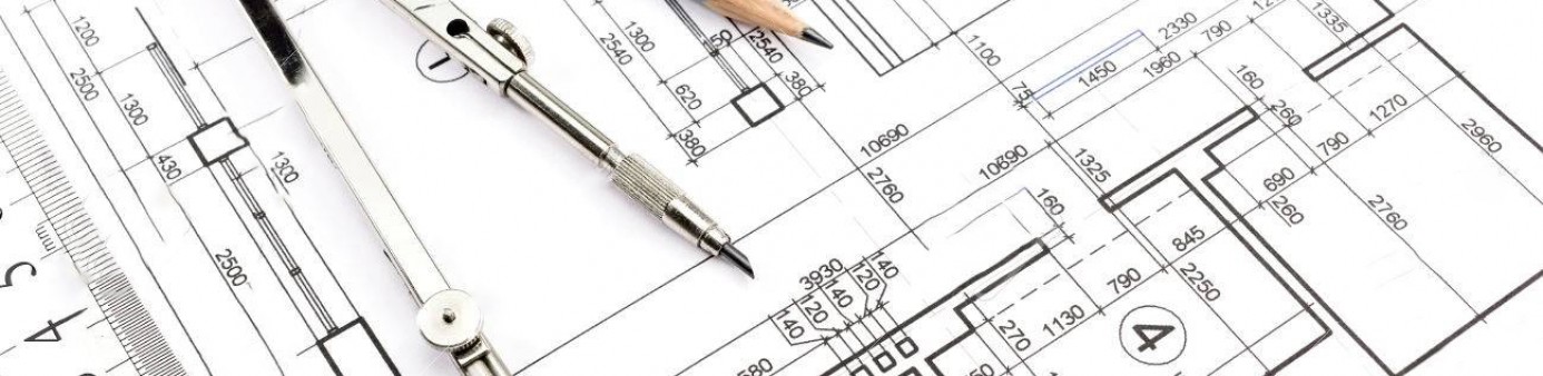Floorplan stock photo with compass and pencil