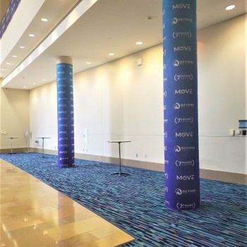 Columns wrapped in branding